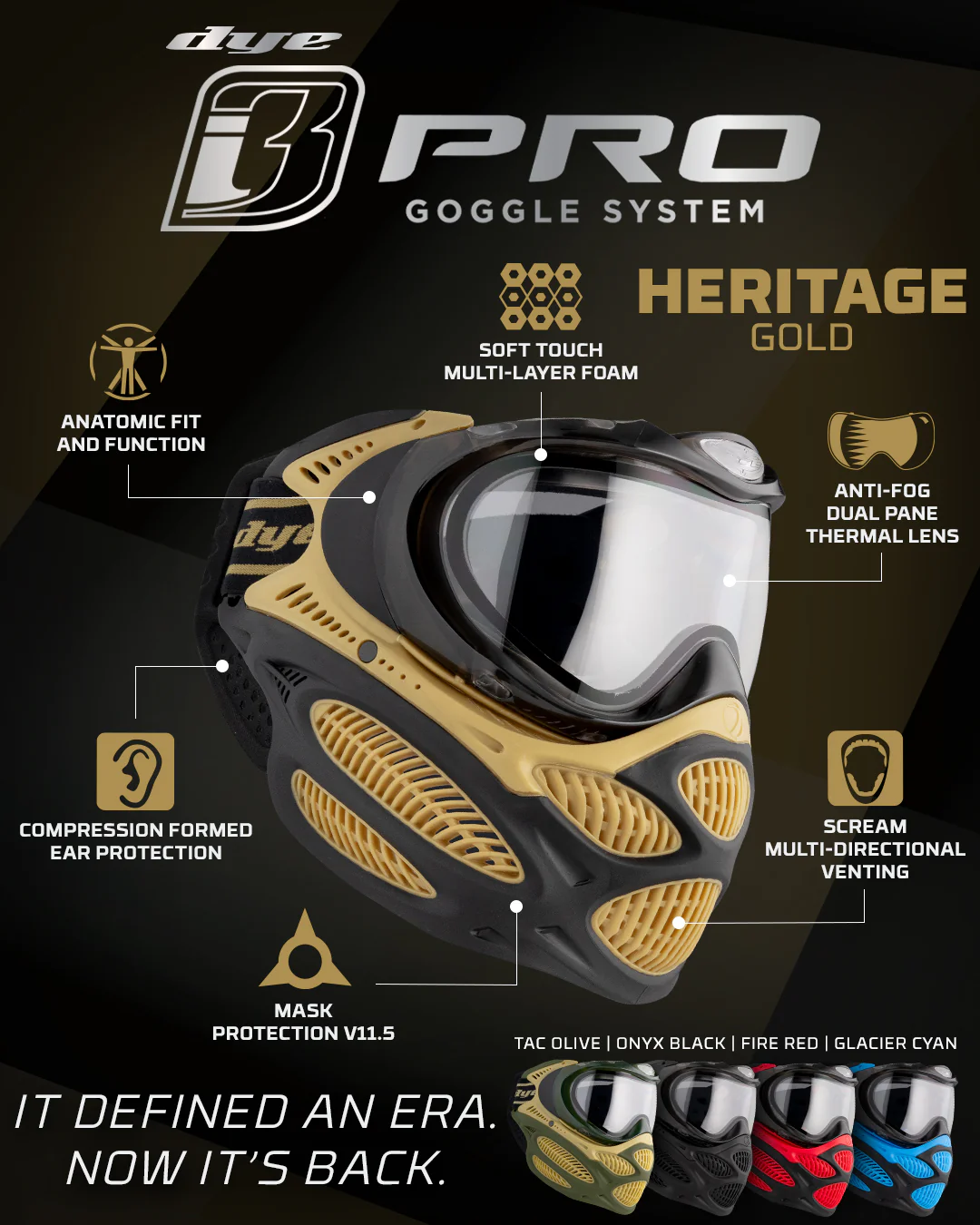 DYE i3 PRO GOGGLE - HERITAGE GOLD - Image 3