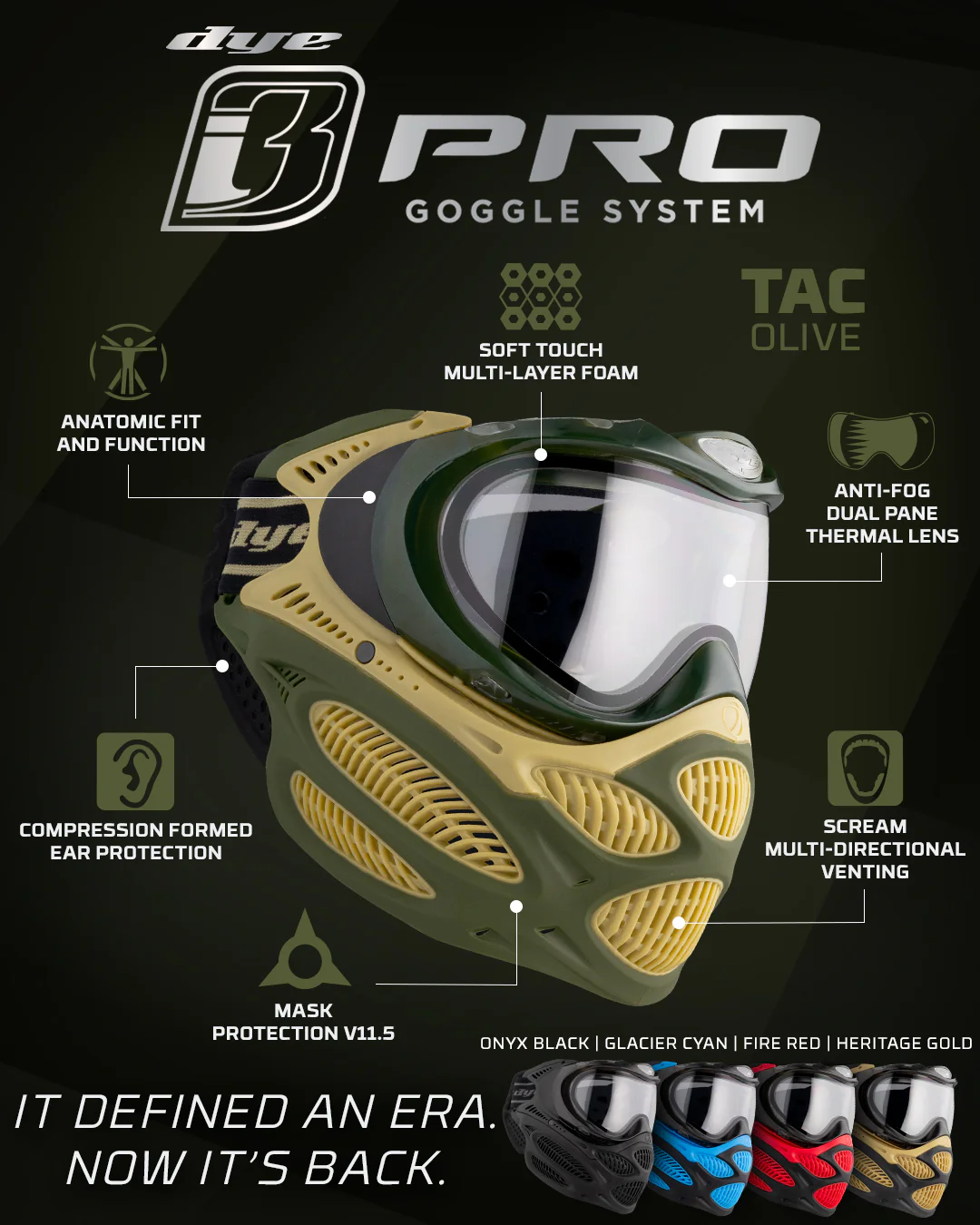 DYE i3 PRO GOGGLE - TAC OLIVE - Image 3